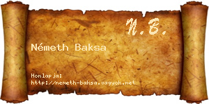 Németh Baksa névjegykártya